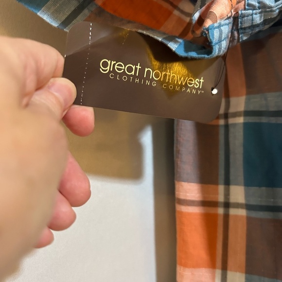 Great Northwest Men's Plaid Shirt - Orange and Blue - Picture 8 of 11
